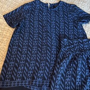 Madewell Blue and Black Geometric Top